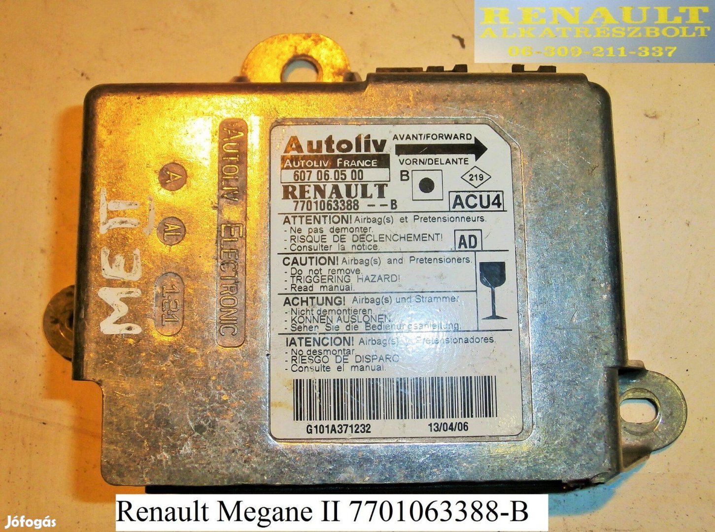 Renault Megane II. légzsák indító 7701063388-B