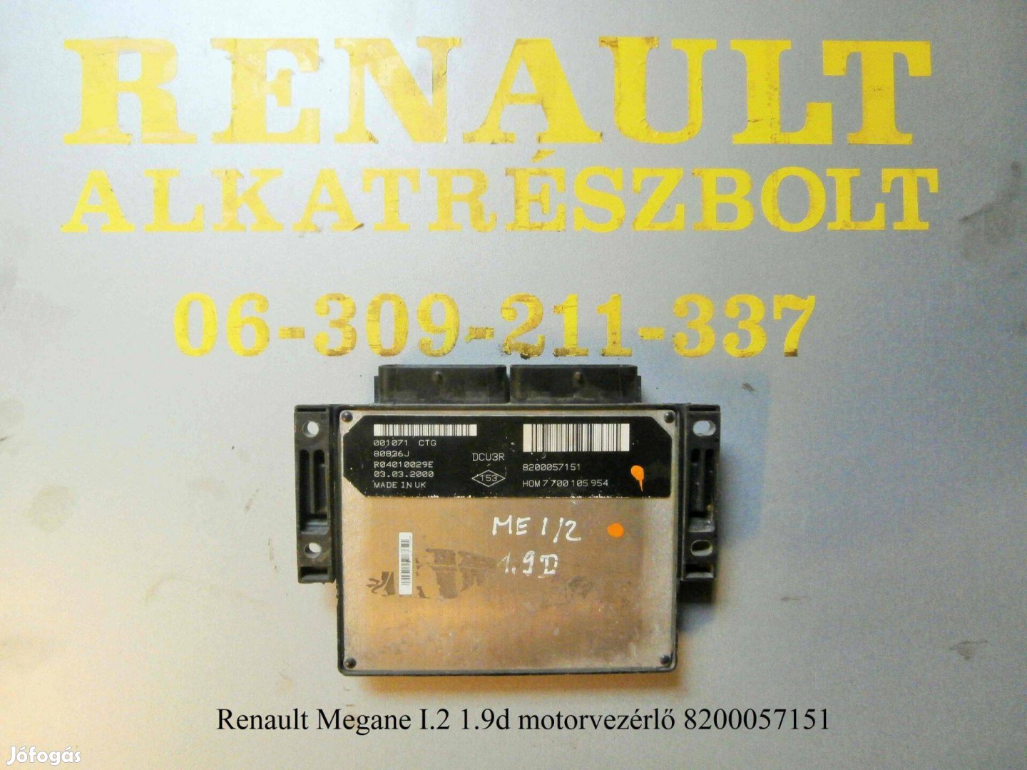 Renault Megane I/2 1.9d motorvezérlő 8200057151