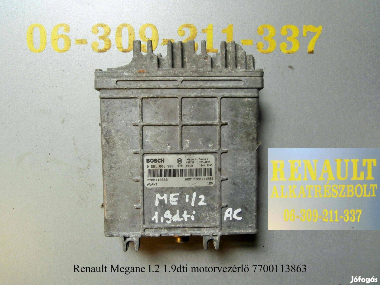 Renault Megane I/2 1.9dti motorvezérlő 7700113863