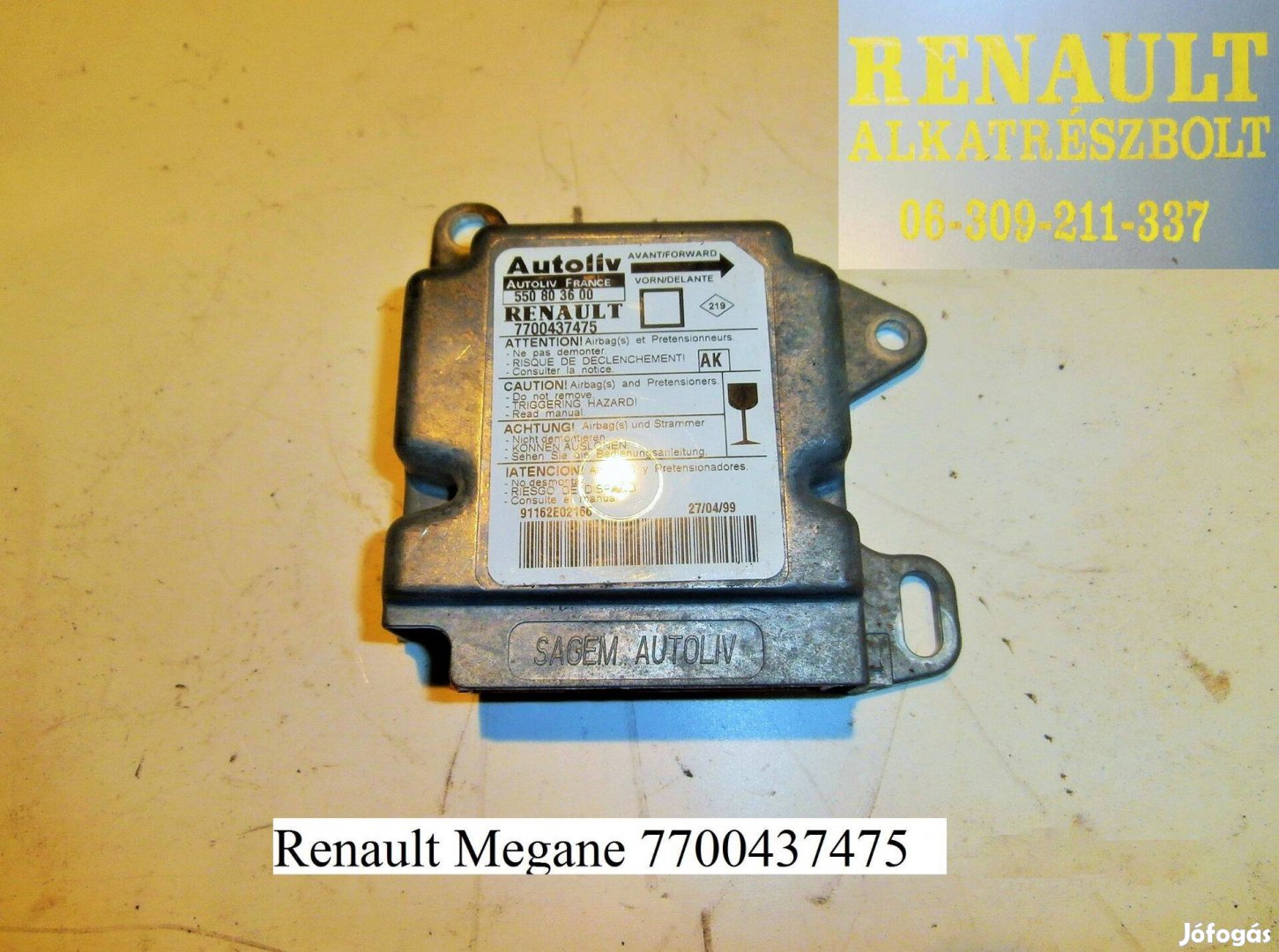 Renault Megane I. légzsák indító 7700437475