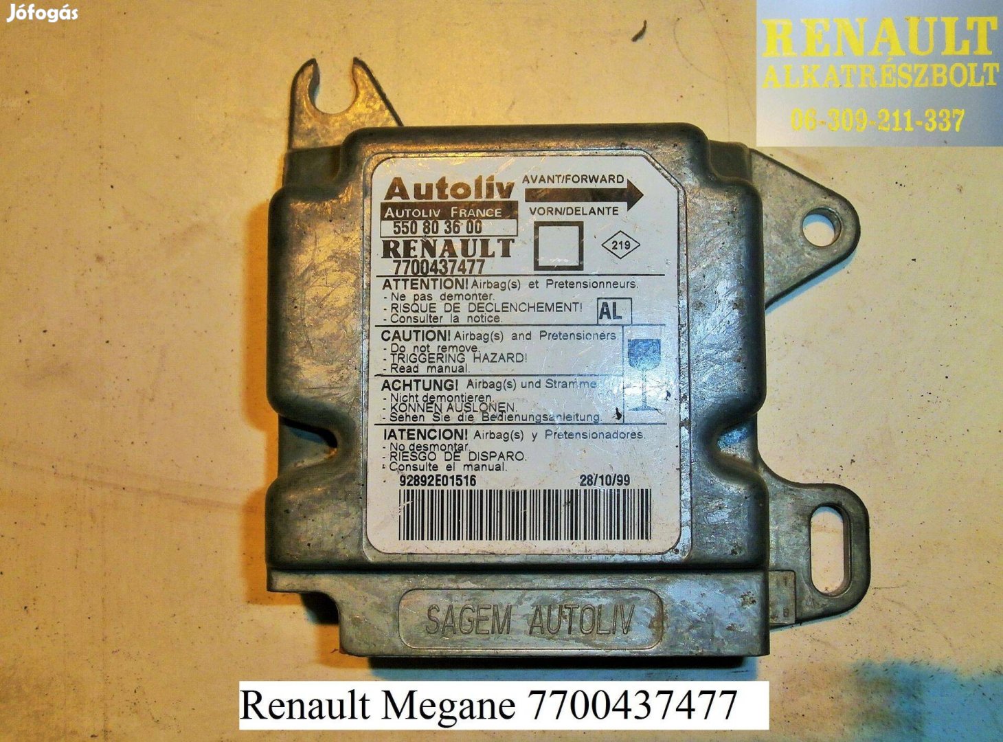 Renault Megane I. légzsák indító 7700437477