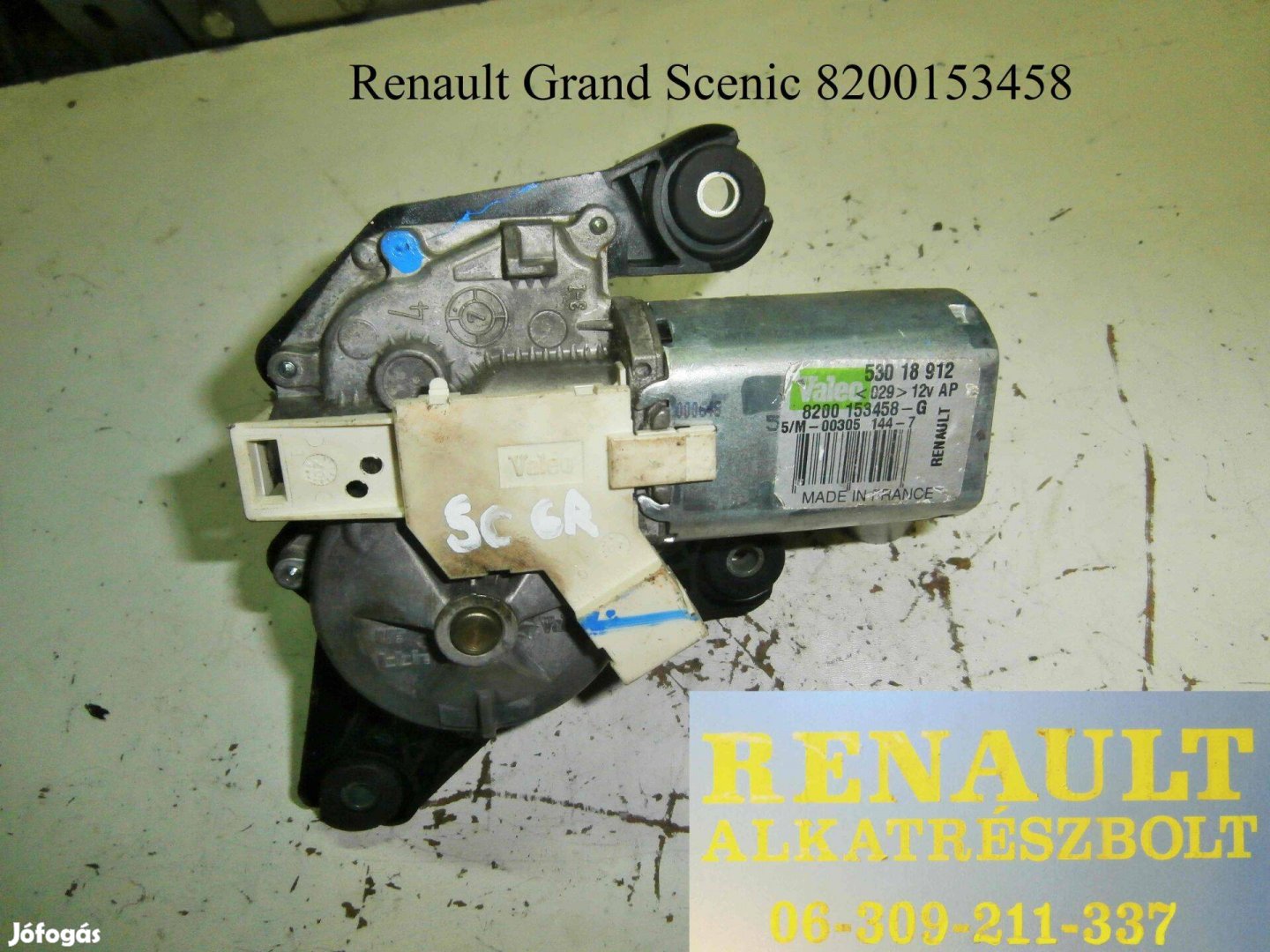 Renault Scenic II hátsó ablaktörlő motor 8200153458