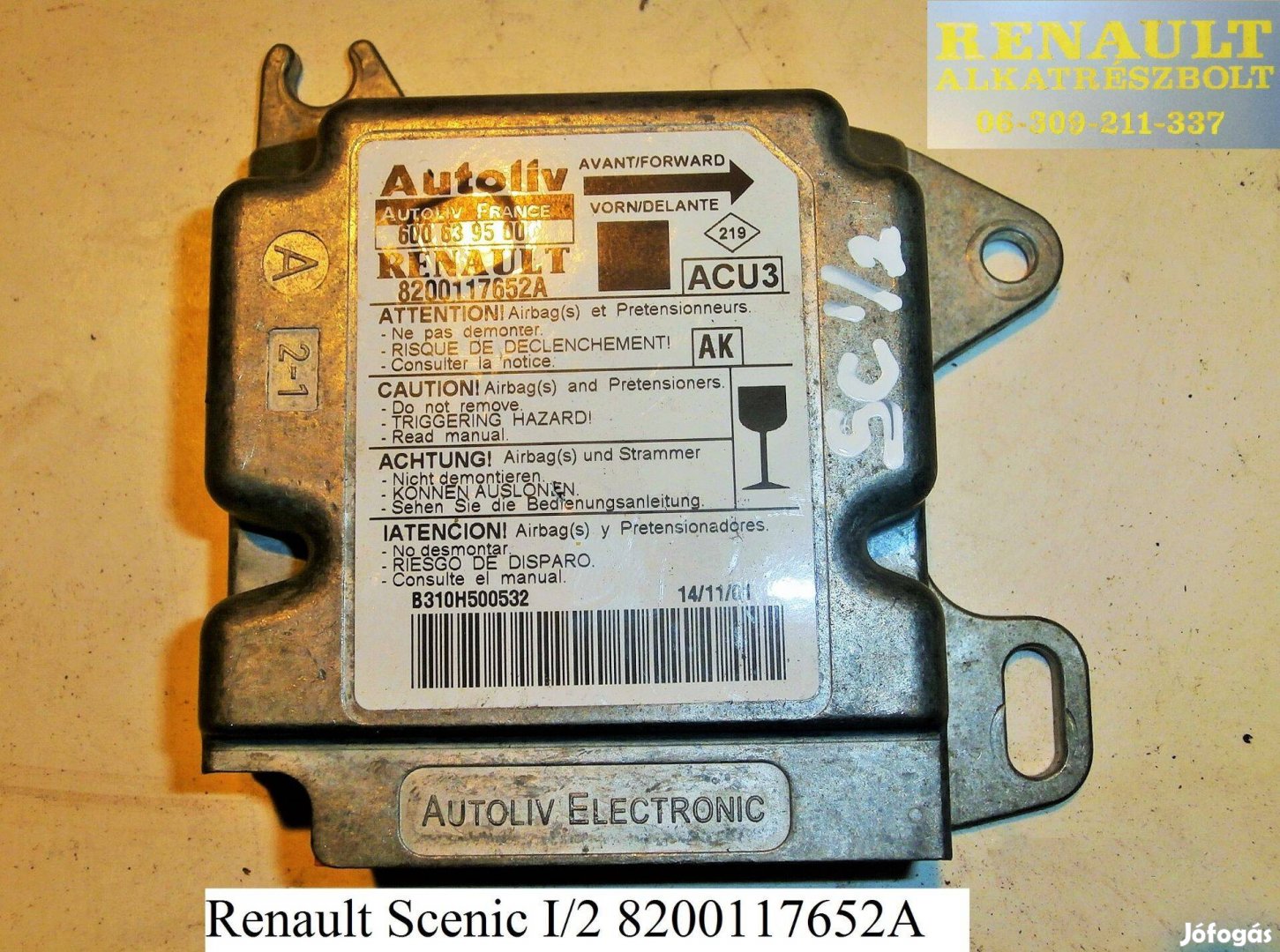 Renault Scenic I/2 légzsák indító 8200117652A
