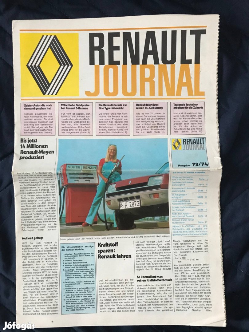 Renault régi újság német nyelvű 11 oldalas retro