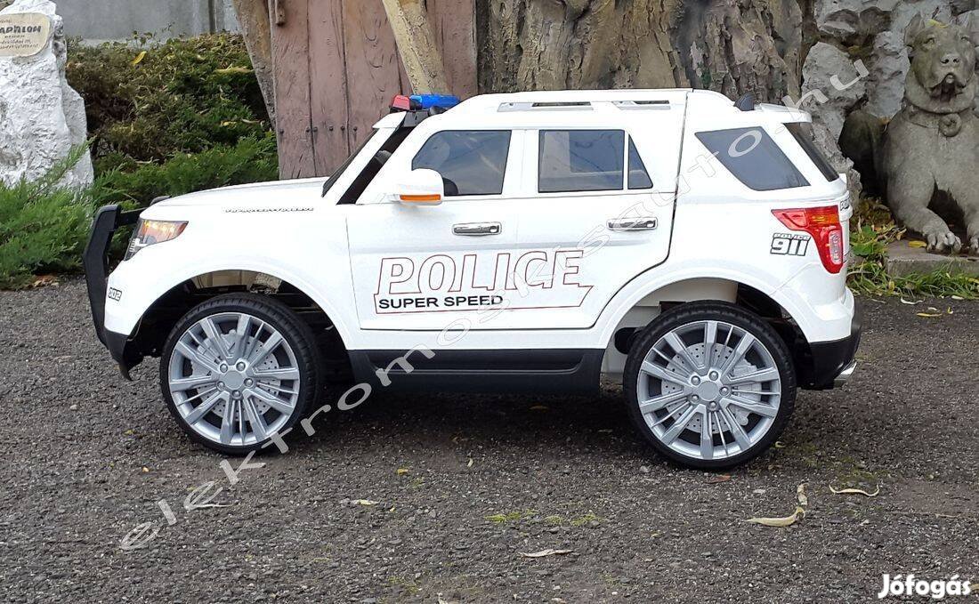 Rendőrautó 12V fehér 1személyes elektromos kisautó - Ford Explorer hm-