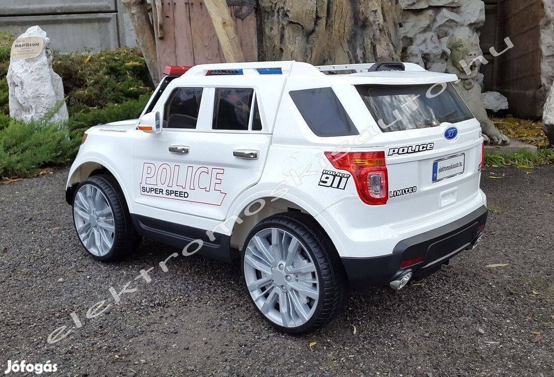 Rendőrautó (Ford Explorer) 12V fehér egyszemélyes elektromos kisautó