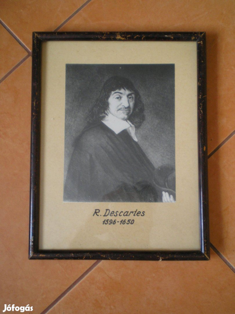 René Descartes keretezett falikép üveglap mögött