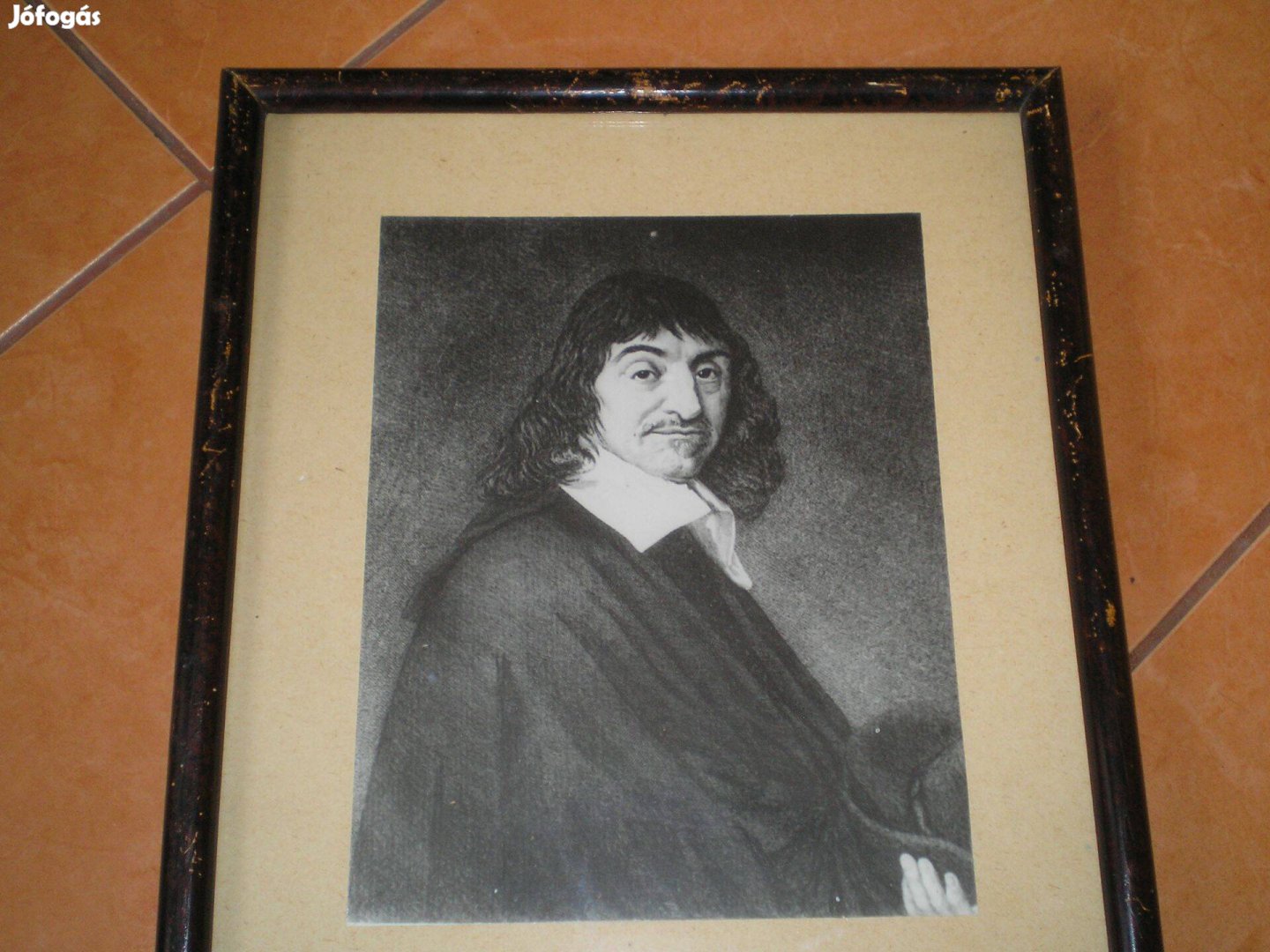 René Descartes keretezett falikép üveglap mögött