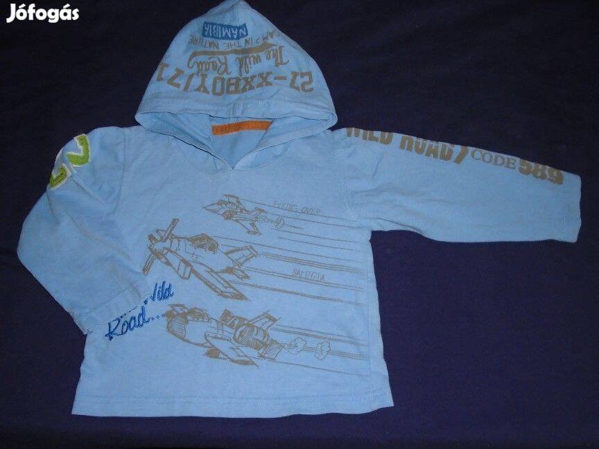 Repülő mintás kapucnis pulóver 12-18 hó méret 86
