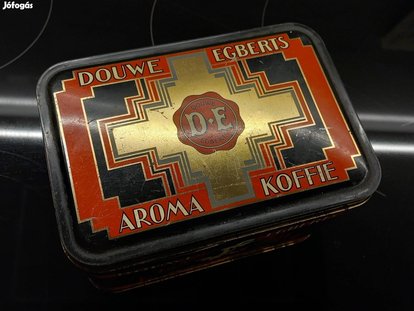 Rerro art deco douwe egberts kávé kávés fémdoboz