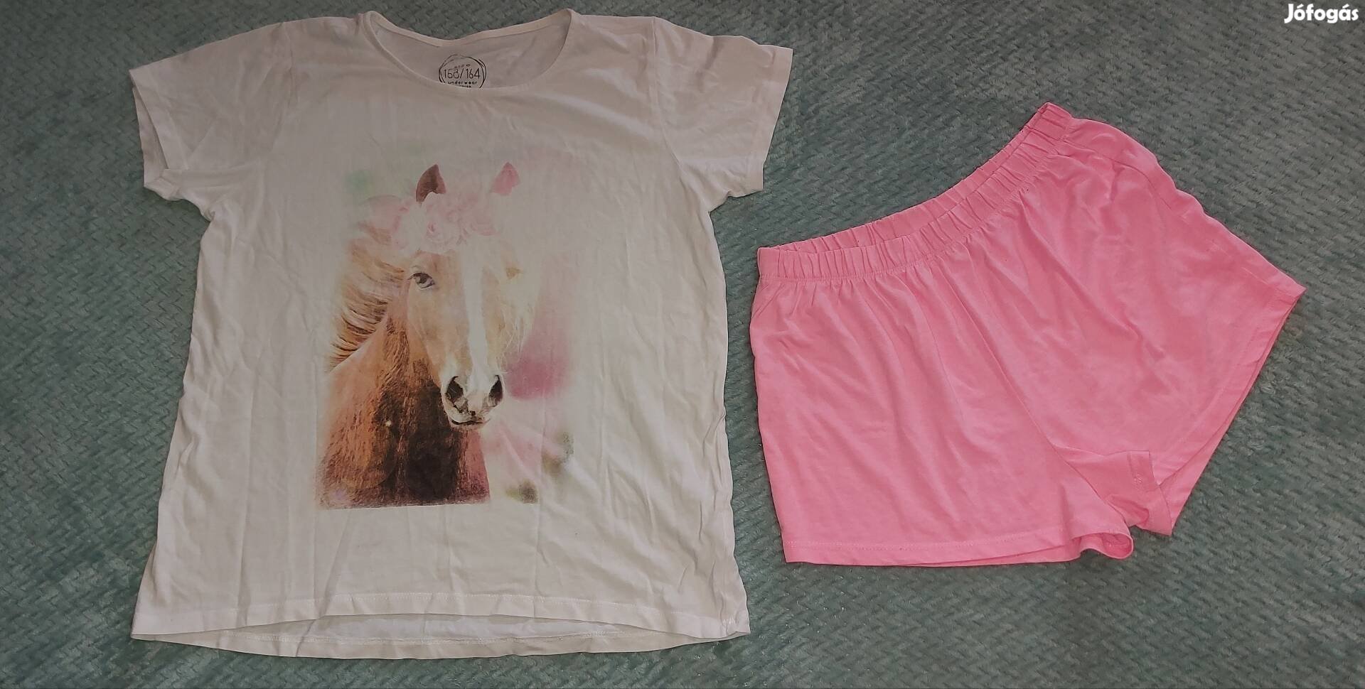 Reserved fehér rózsaszín lovas rövid pizsama 158 164 12 13 14 év