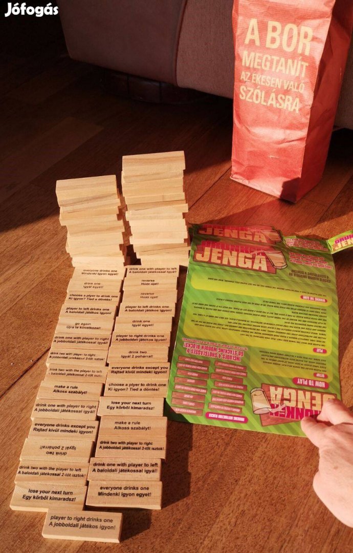 Részeg Jenga ivós parti játék, Kor: 18+