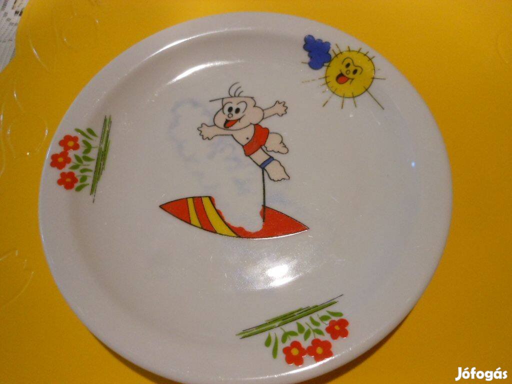 Retró 17cm cuki gyerek lapostányér Ljubjlana lengyel porcelán