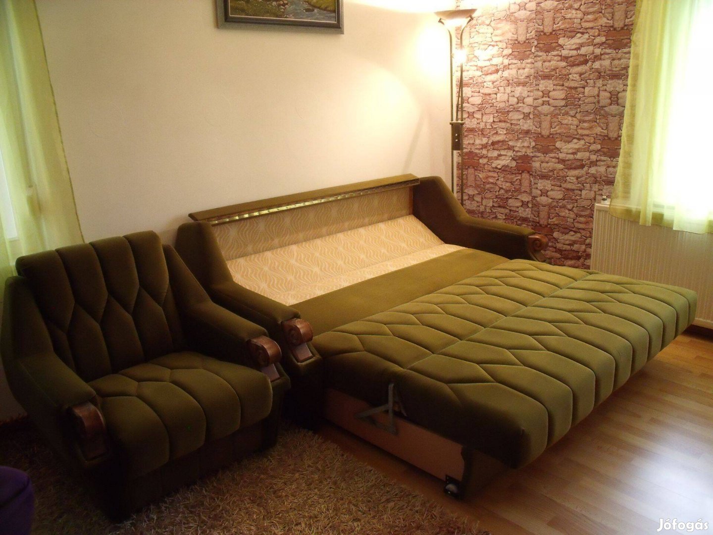 Retro 2 fotel és ágyneműtartós kanapé