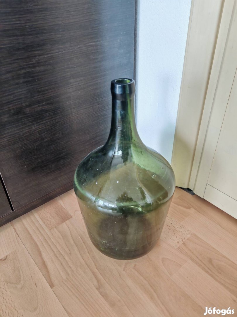 Retró 5 literes boros ballon, üveg antik