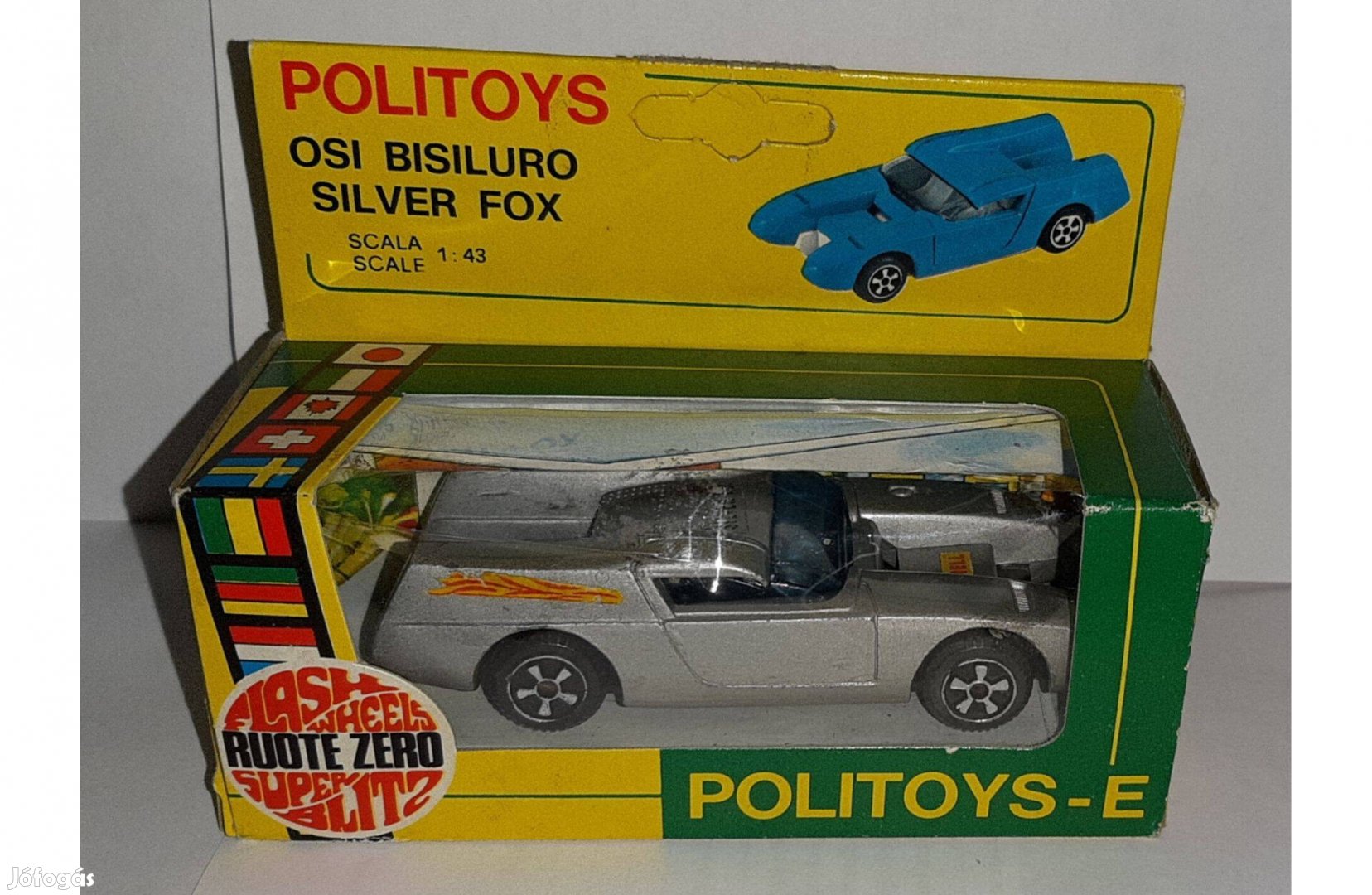 Retro 60 évek Politoys OSI Bisiluro Silver Fox autó kocsi jármű