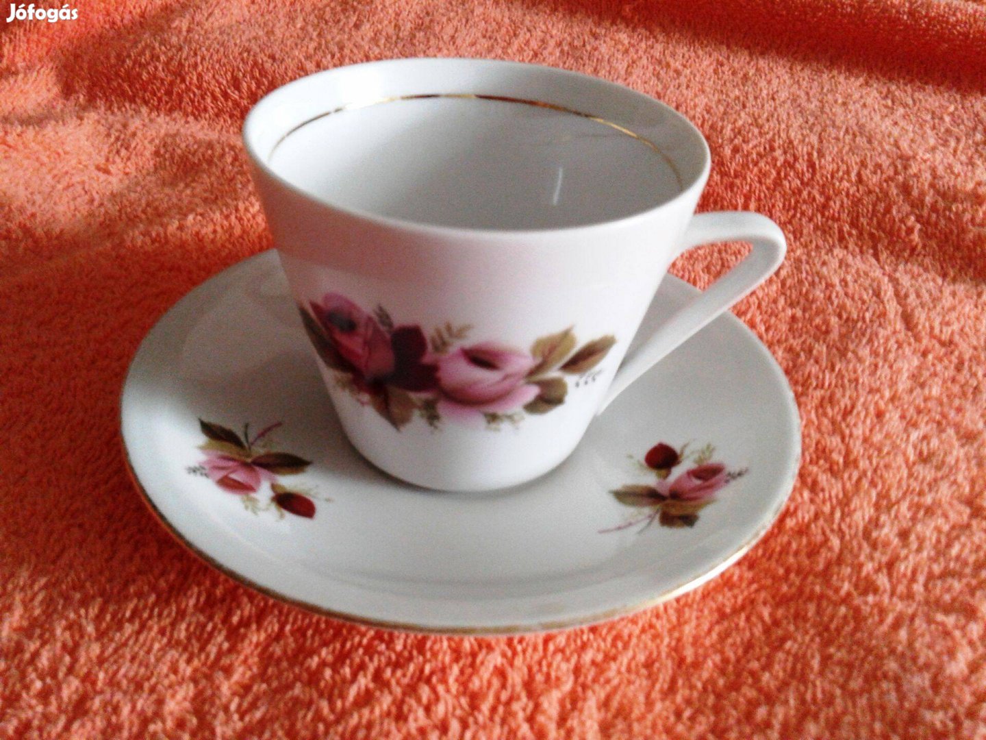 Retró Alföldi porcelán teás csésze+kistányér rózsa mintával 1 490 Ft