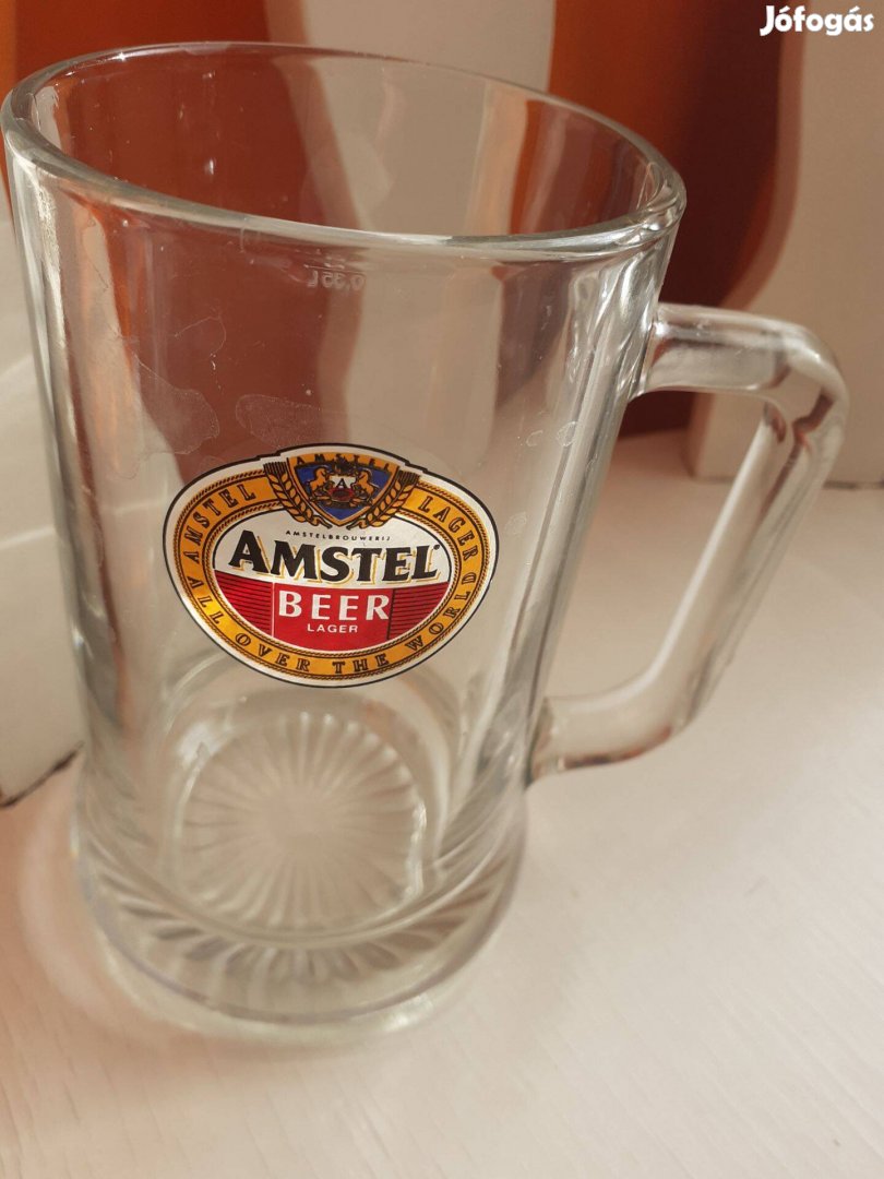 Retro Amstel üveg sörös korsó 0,5 l-es