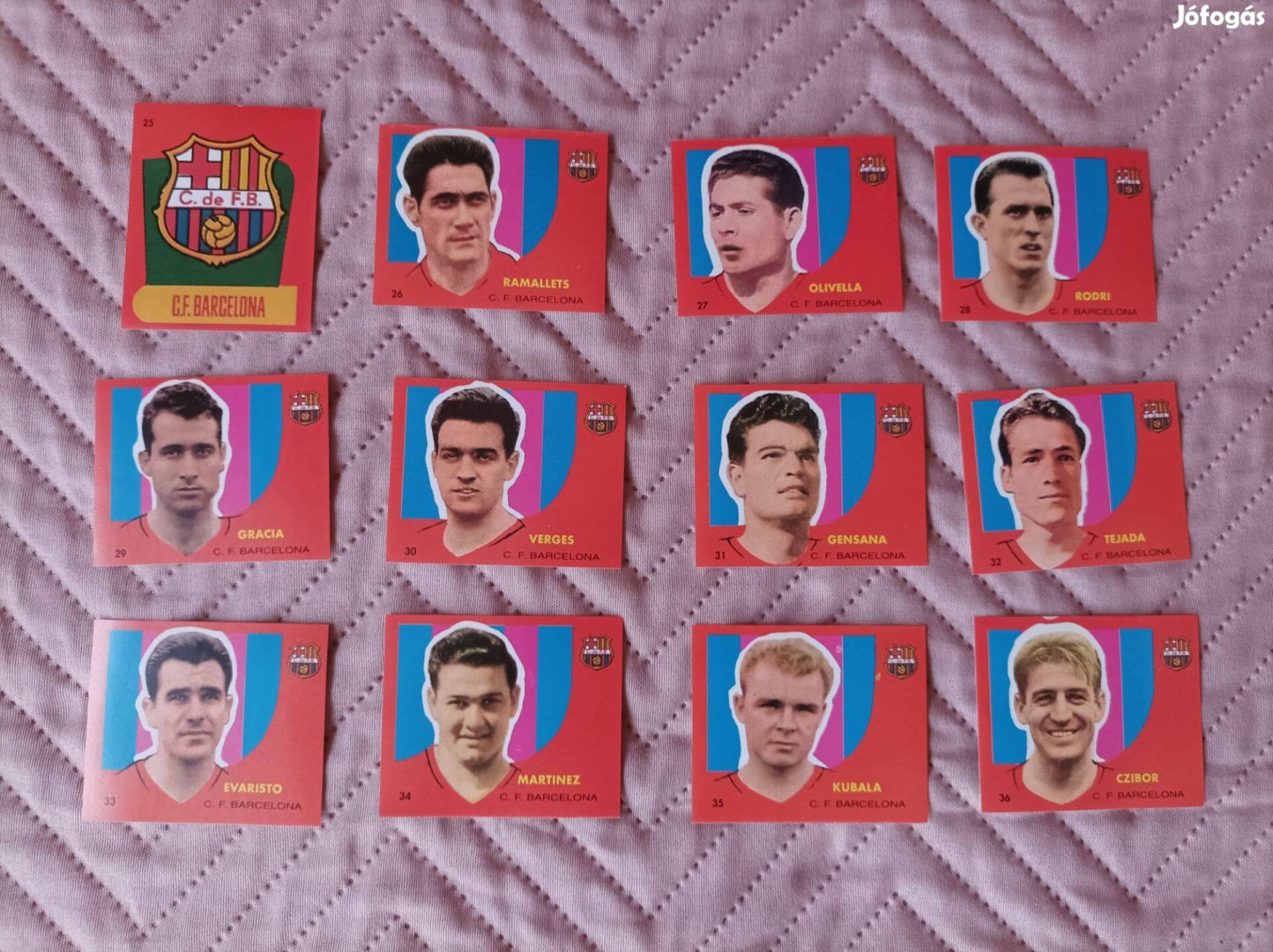 Retro Barcelona Kubala focikártya teljes sor 1958-59 szezon hibátlan