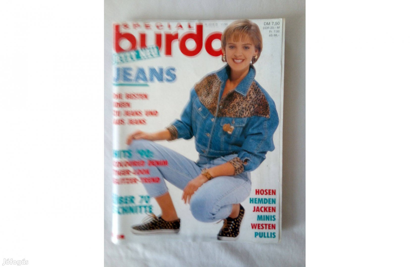 Retró Burda Jeans hibátlan magazin mellékletekkel. 1990. nov