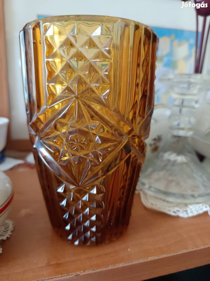 Retró Cseh Bohémia üveg váza 
