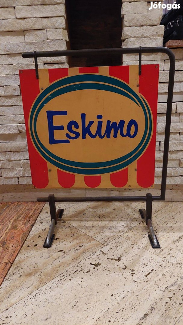 Retro Eskimo jégkrém reklám állvánnyal