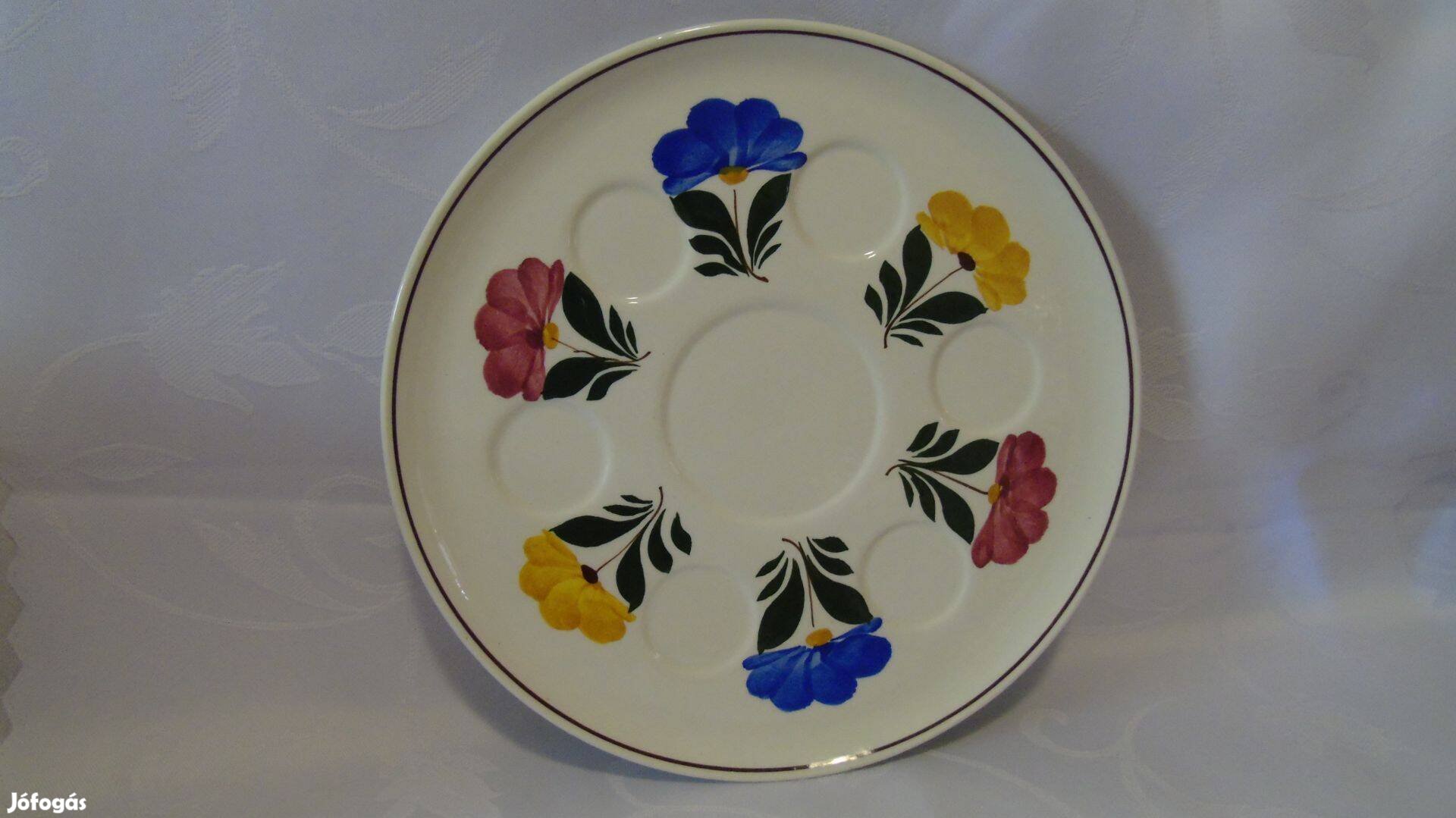 Retro Gránit pálinkás pohár tartó kerek kézzel festett