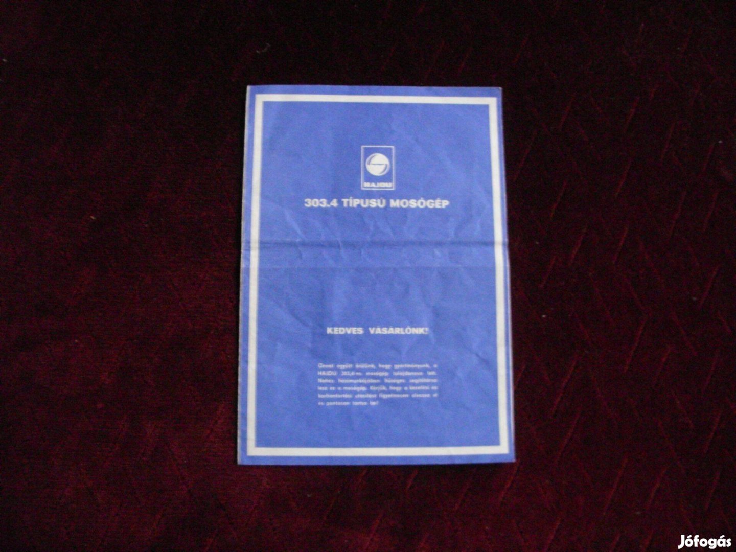 Retró Hajdu 303.4 mosógép kezelési, használati utasítás, 1990