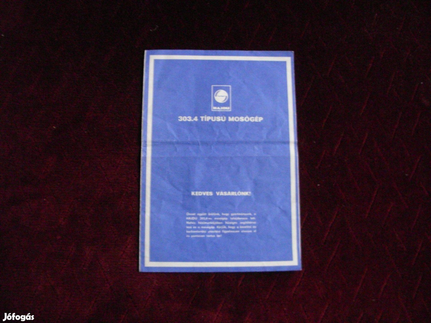 Retró Hajdu 303.4 mosógép kezelési, használati utasítás, 1990