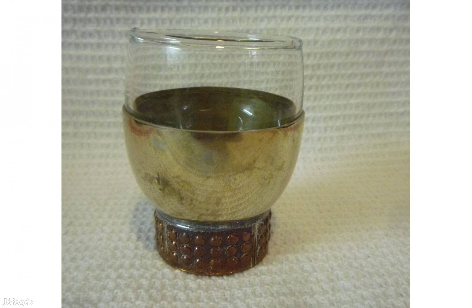 Retro Iparművész Hsz üveg-fém pálinkás pohár