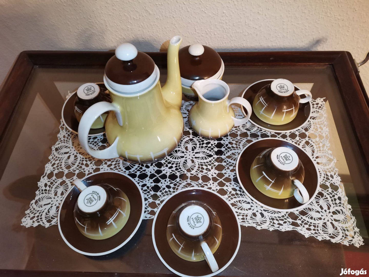 Retró Kahla porcelán kávéskészlet, hibátlan. Made in GDR