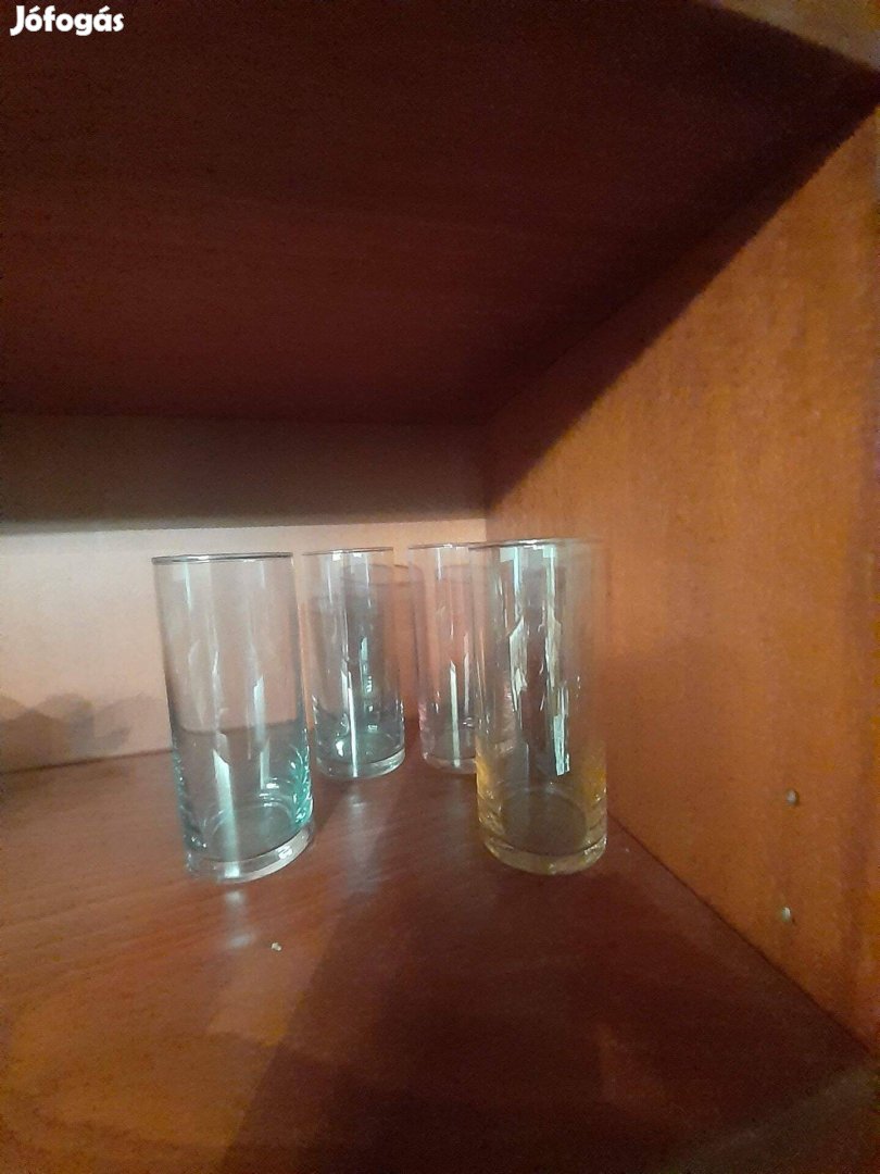 Retro Karcagi irizáló pálinkás üvegpohár 4db
