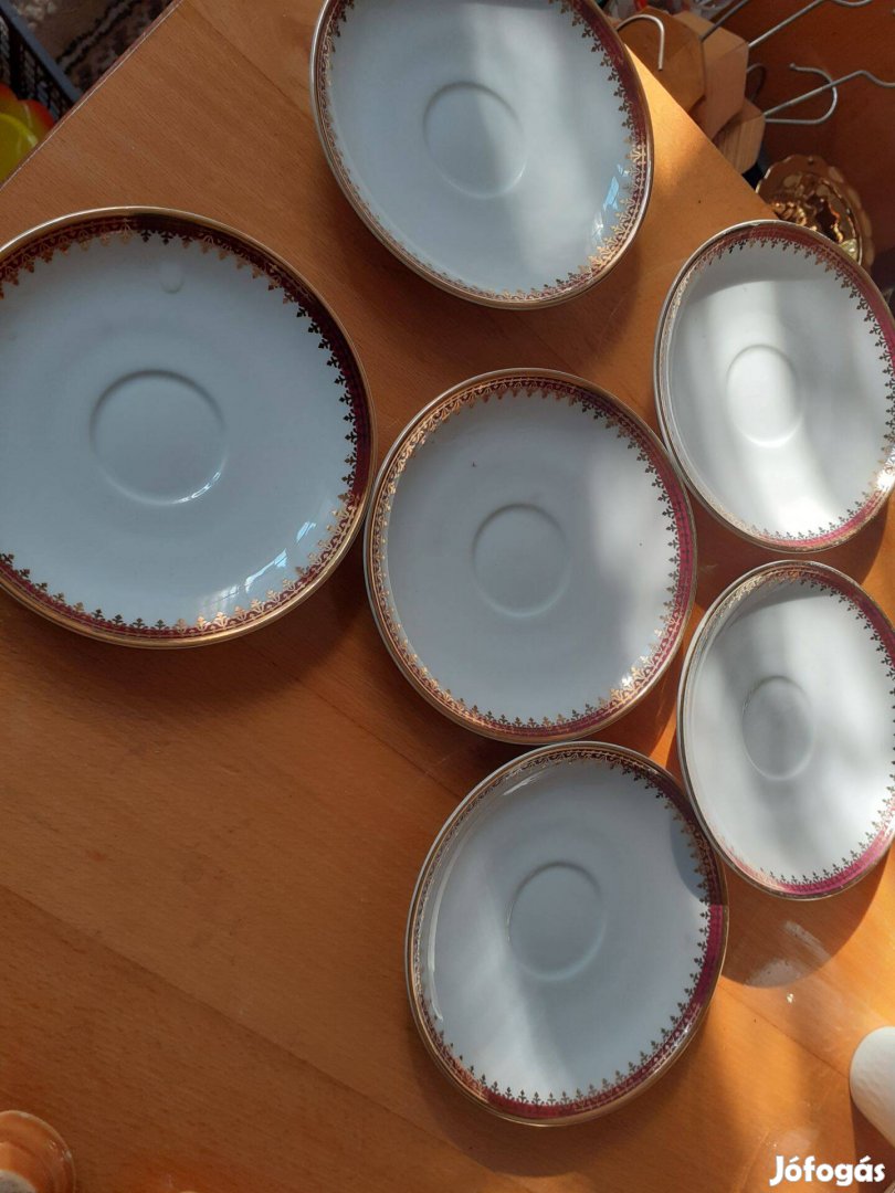 Retro Lengyel porcelán kis tányér készlet 6db