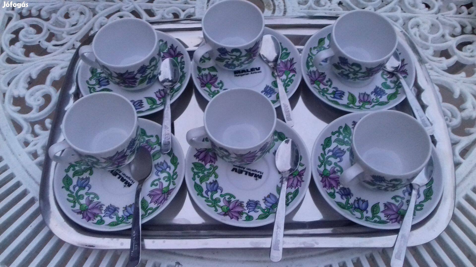 Retro Malév porcelán kávéskészlet Hollóházi VIP készlet