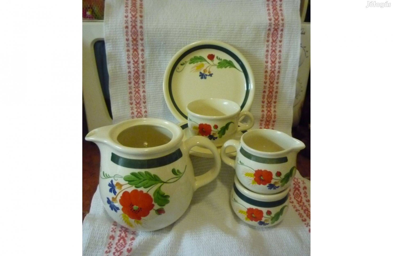 Retro Német majolika 21 darabos teáskészlet kávéskészlet