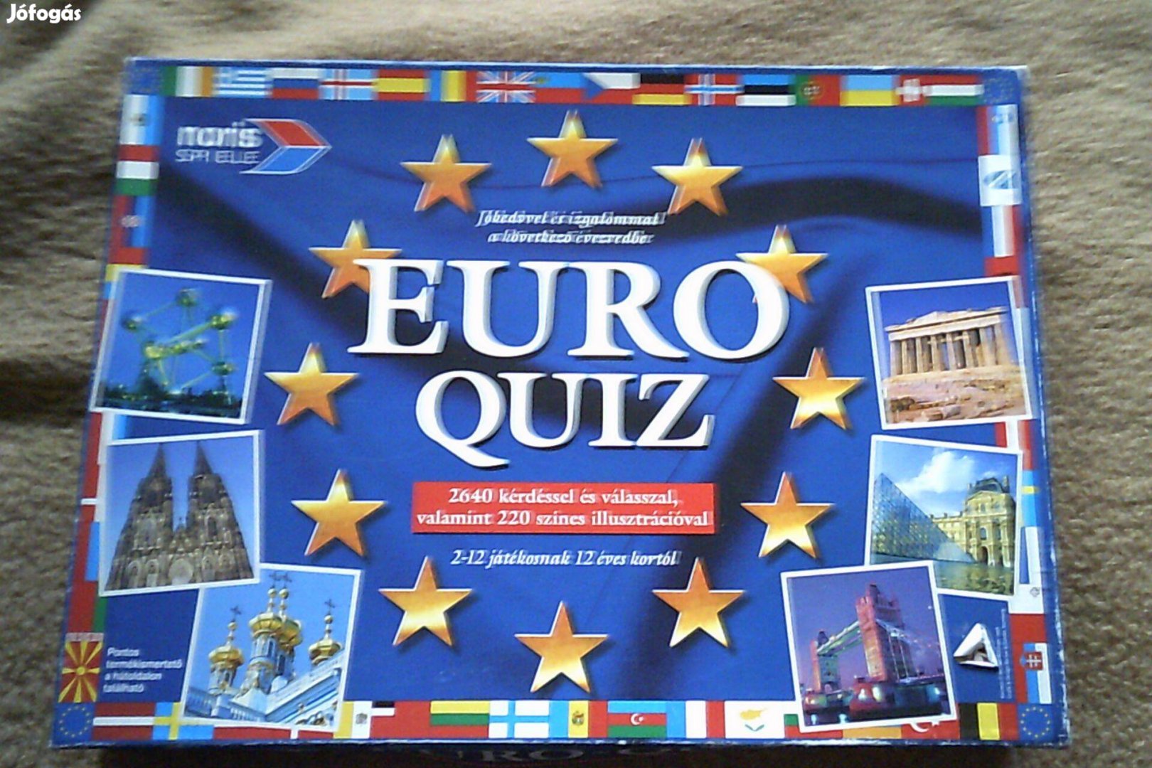 Retro Noris Euro quiz Európa Kvíz társasjáték 220 db kártyával 1998