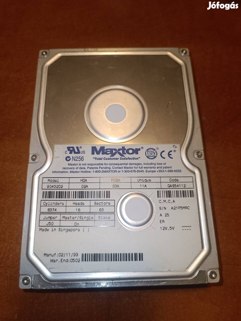 Retro Pc merevlemez HDD Maxtor 