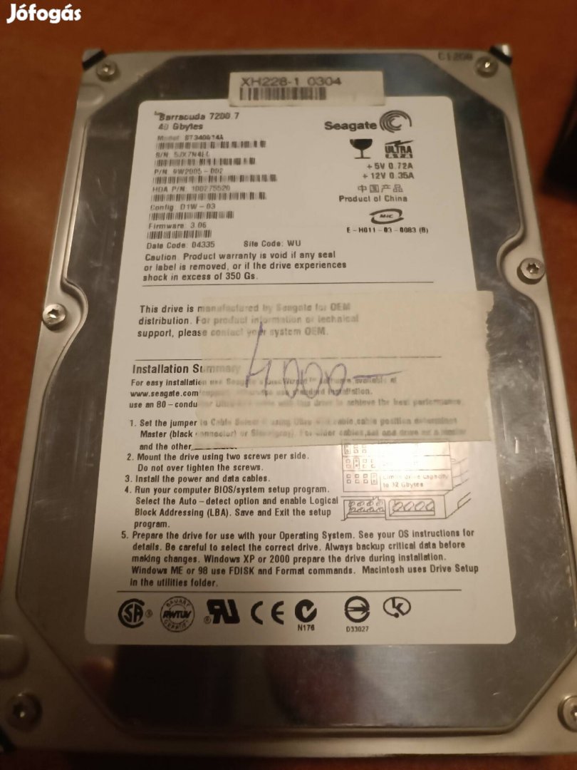 Retro Pc merevlemez HDD Seagate Barracuda 