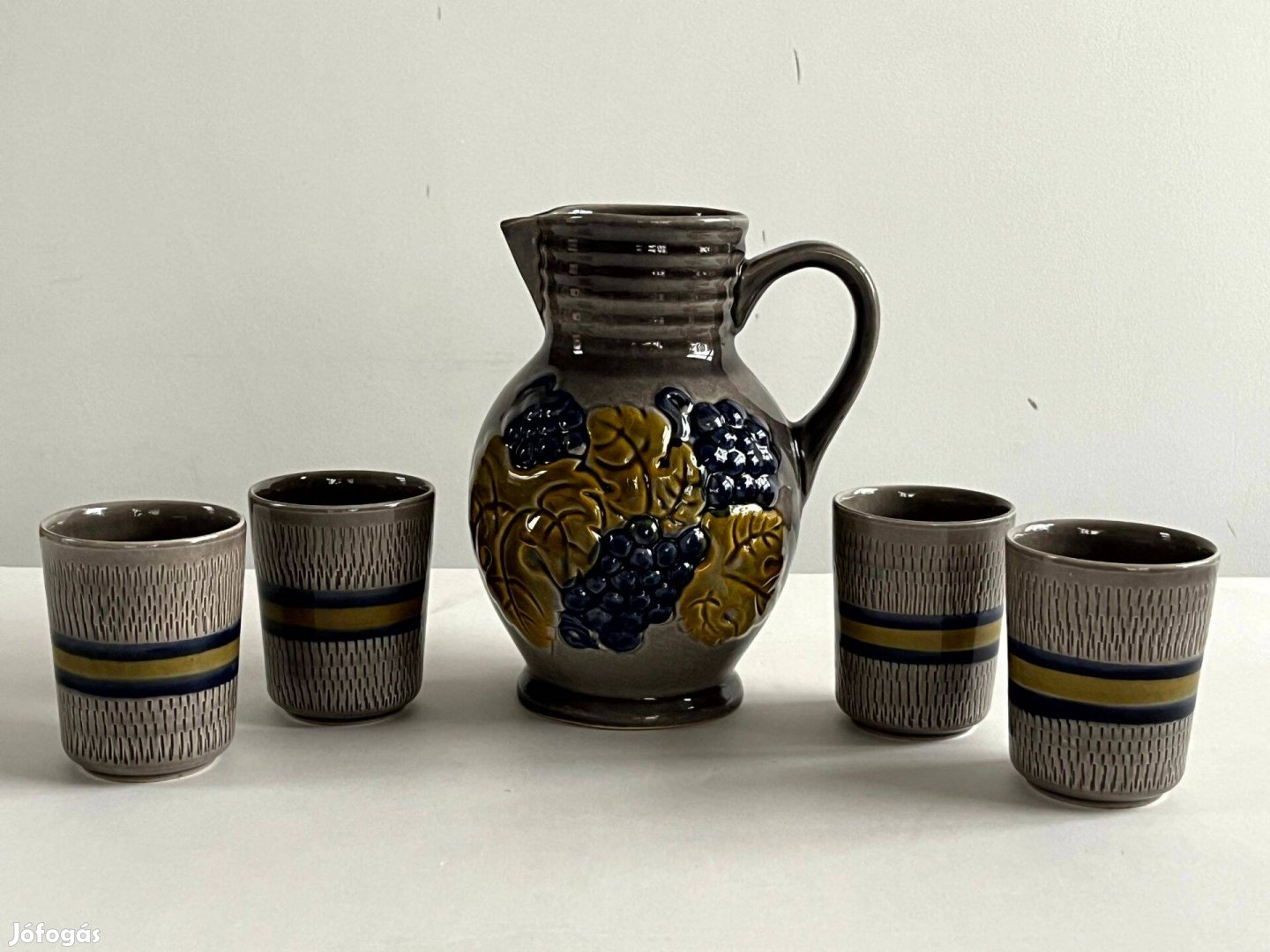 Retro Scheurich szőlő mintás boros, vizes kancsó, kiöntő