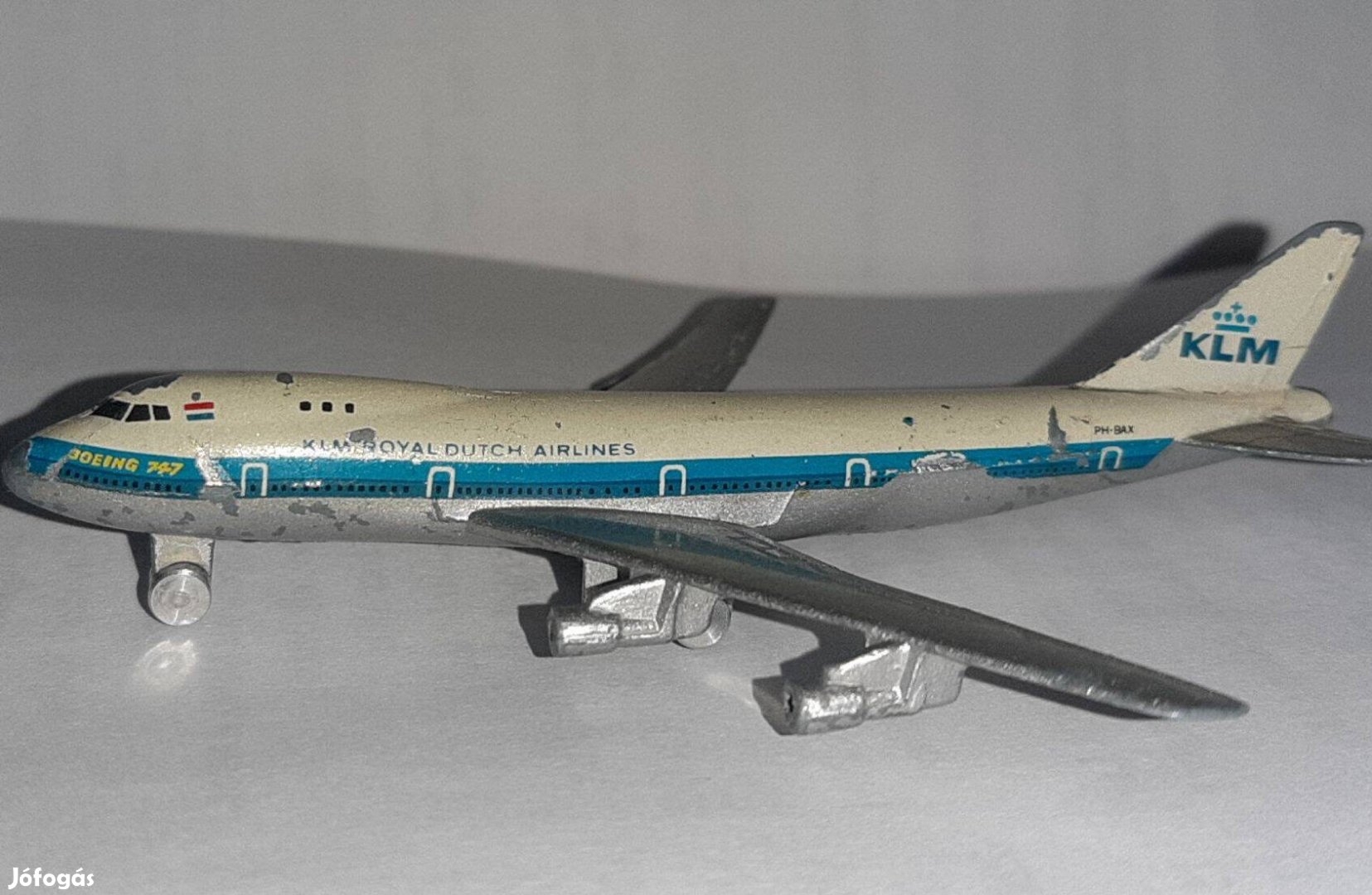 Retro Schuco Fém Boing 747 KLM repülőgép makett modell