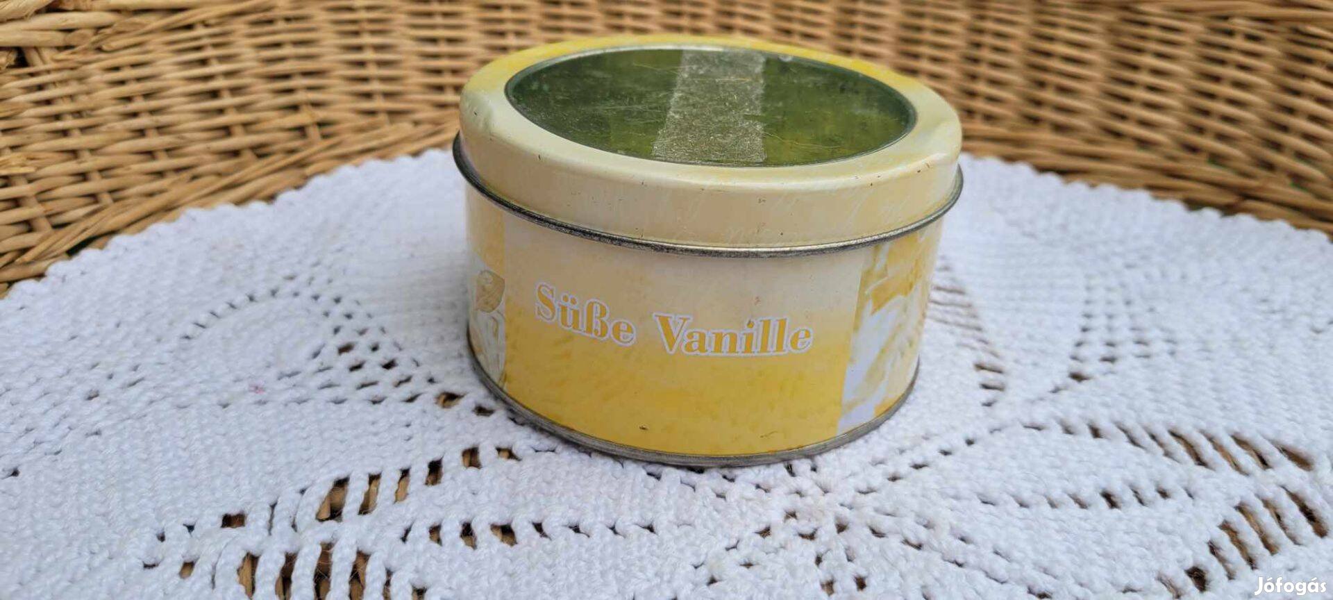 Retro Sübe vanilla kis kerek fém díszdoboz