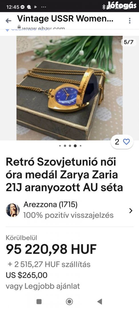 Retro Szovjetunió Női Óra Medál 