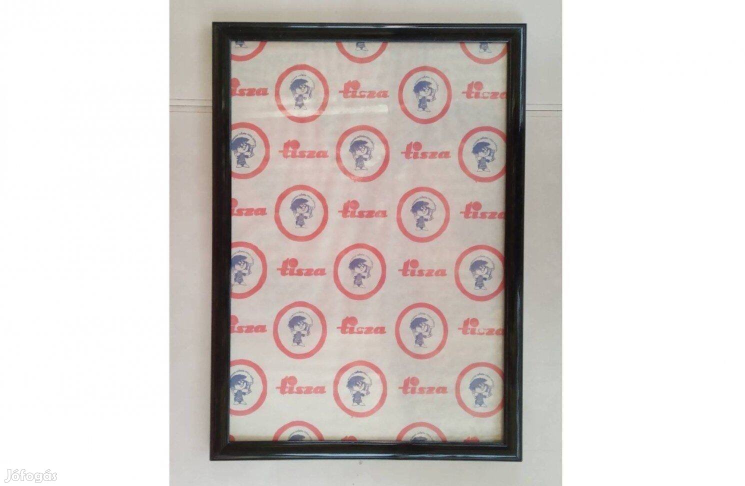 Retro Tisza poszter 70*50 cm, '80. Kerettel, üveggel, farostlemezzel