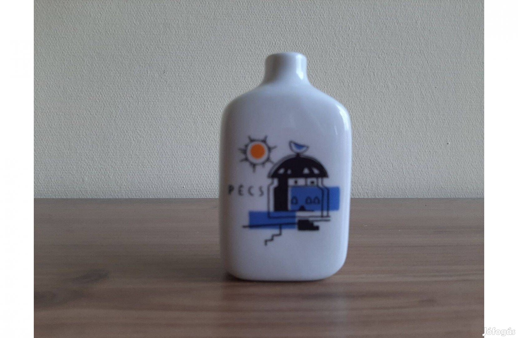 Retro Zsolnay Pécs feliratú váza Pécs emlék váza