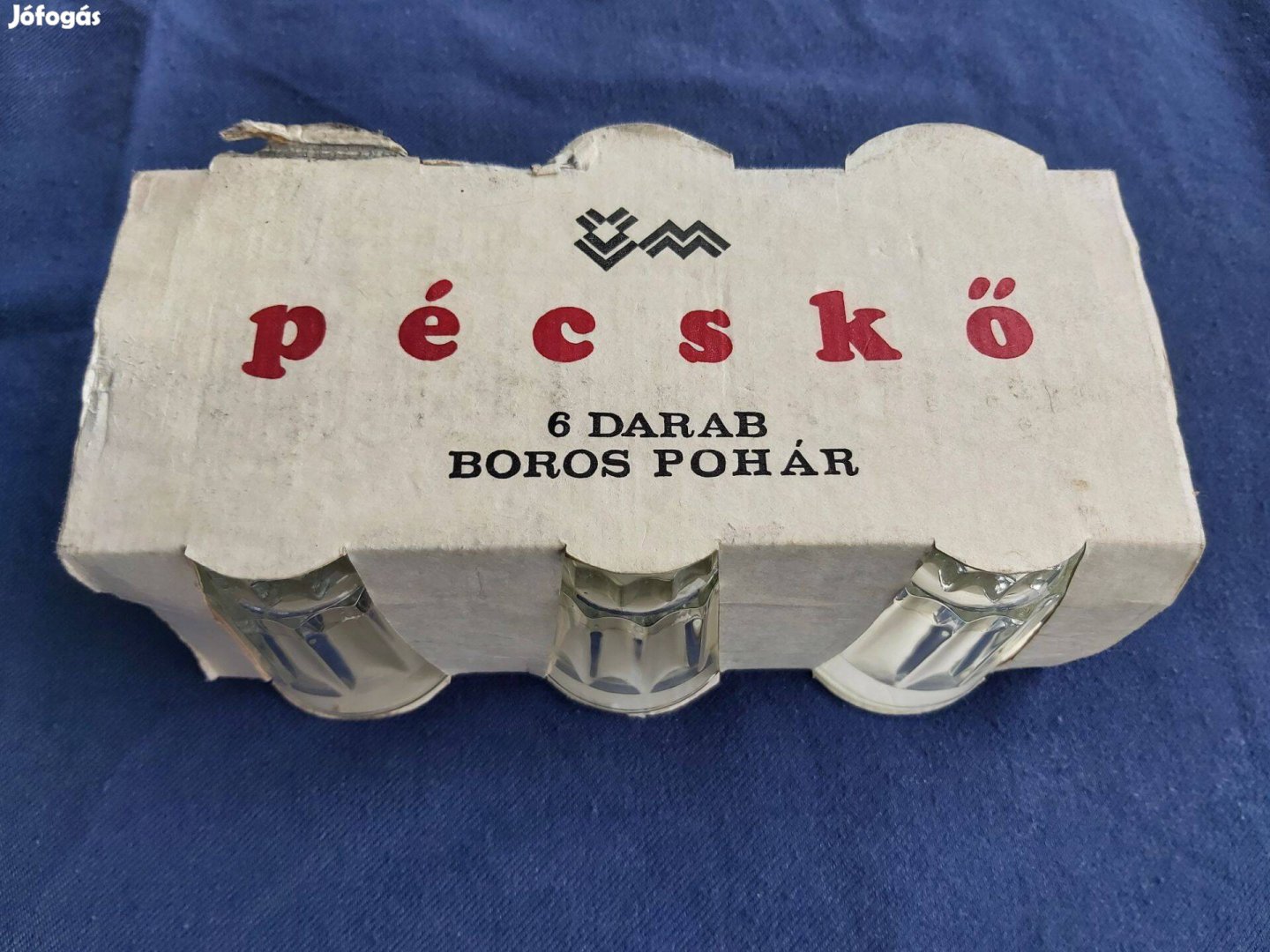Retro "Pécskő" boros pohárkészlet (6 db)