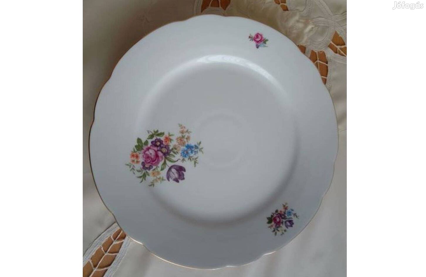 Retró! Virág mintás porcelán süteményes kínáló tányér