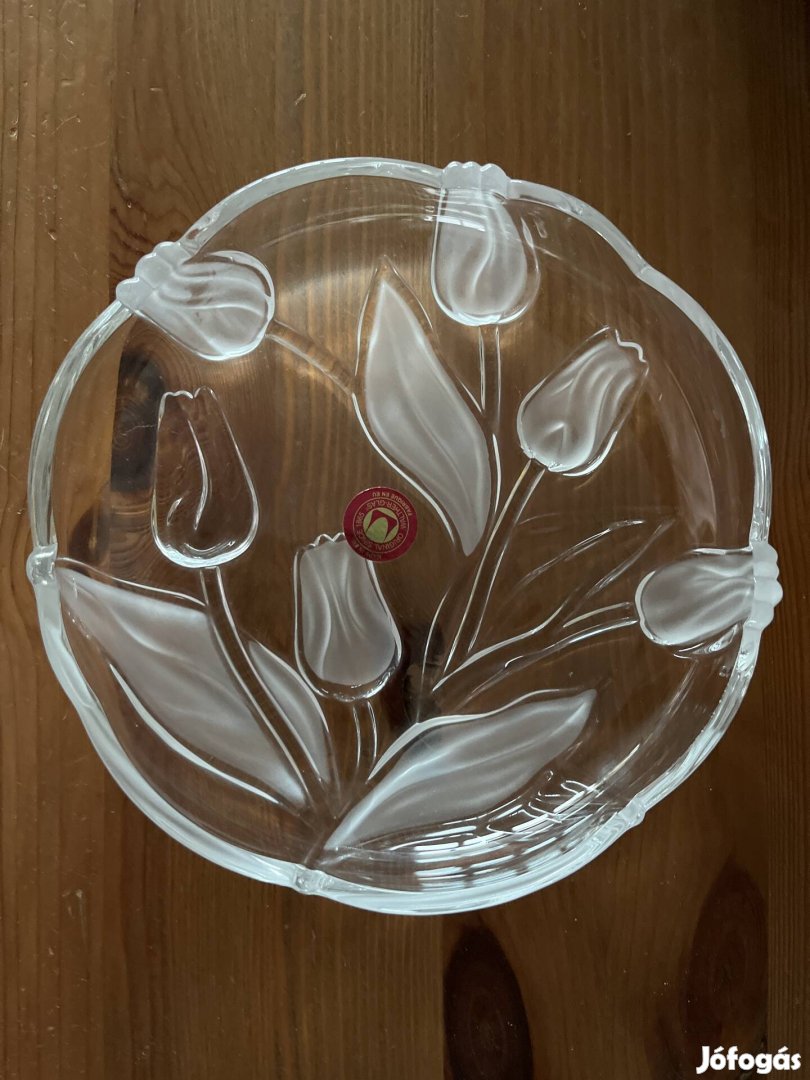 Retro, Waltherglas német kristályüveg tál / kínáló, tulipán mintával