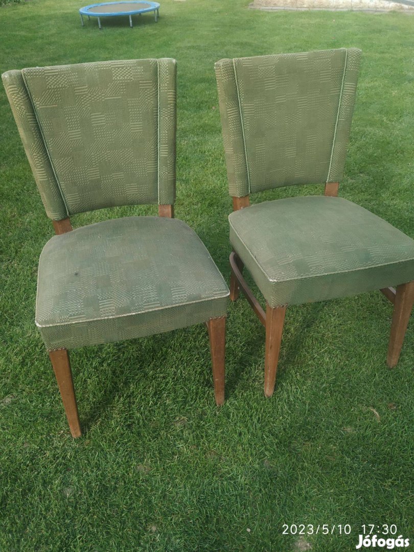 Retro, Zöld kárpitozott szék 2 db eladó!