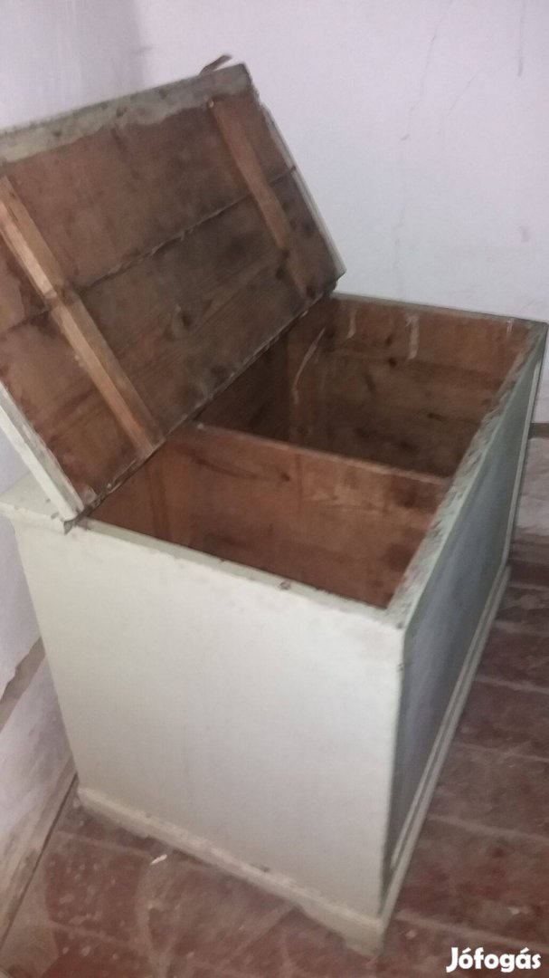 Retró - vintage - fa tároló láda - ágyneműtartó - nagy méretű - antik