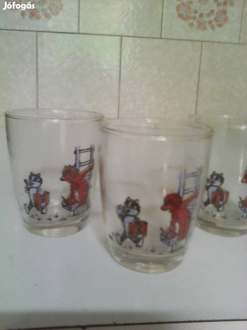 Retró, gyermek mintás üveg poharak eladók Xl.kerületben